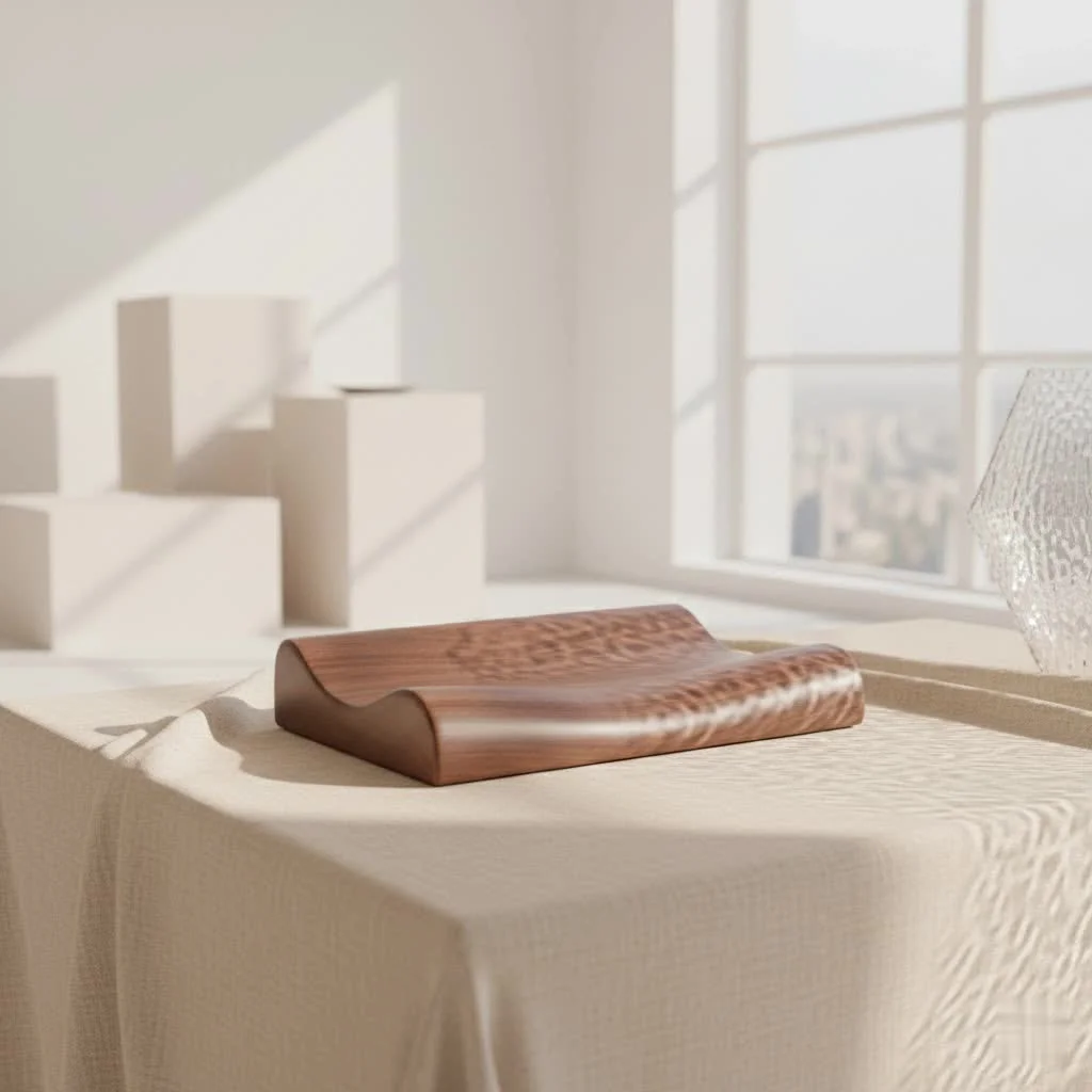 Elegant wooden wrist rest on a modern desk setup