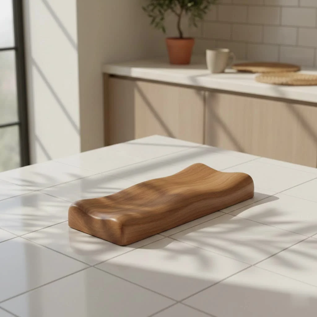 Baguette-shaped wrist rest on a desk