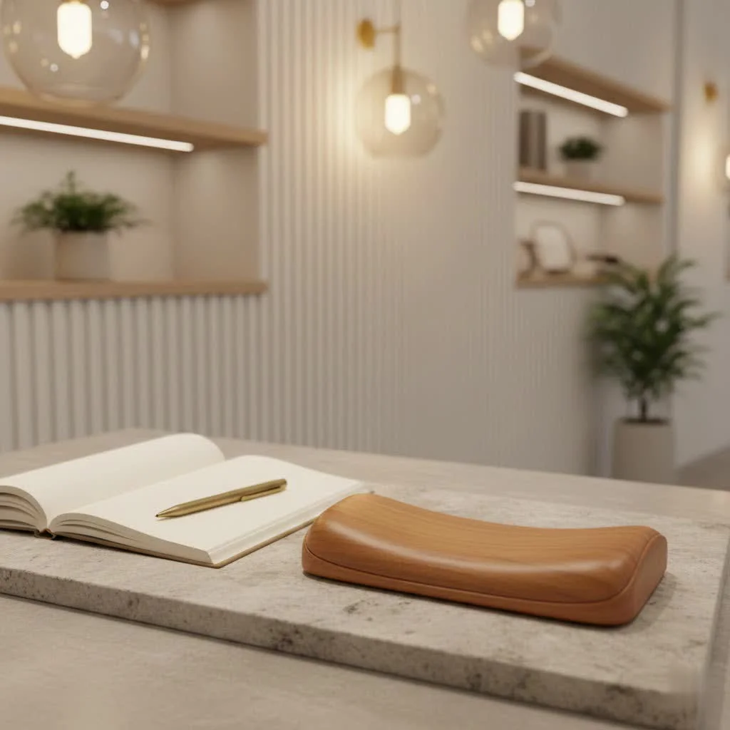 Elegant wooden wrist rest for keyboard