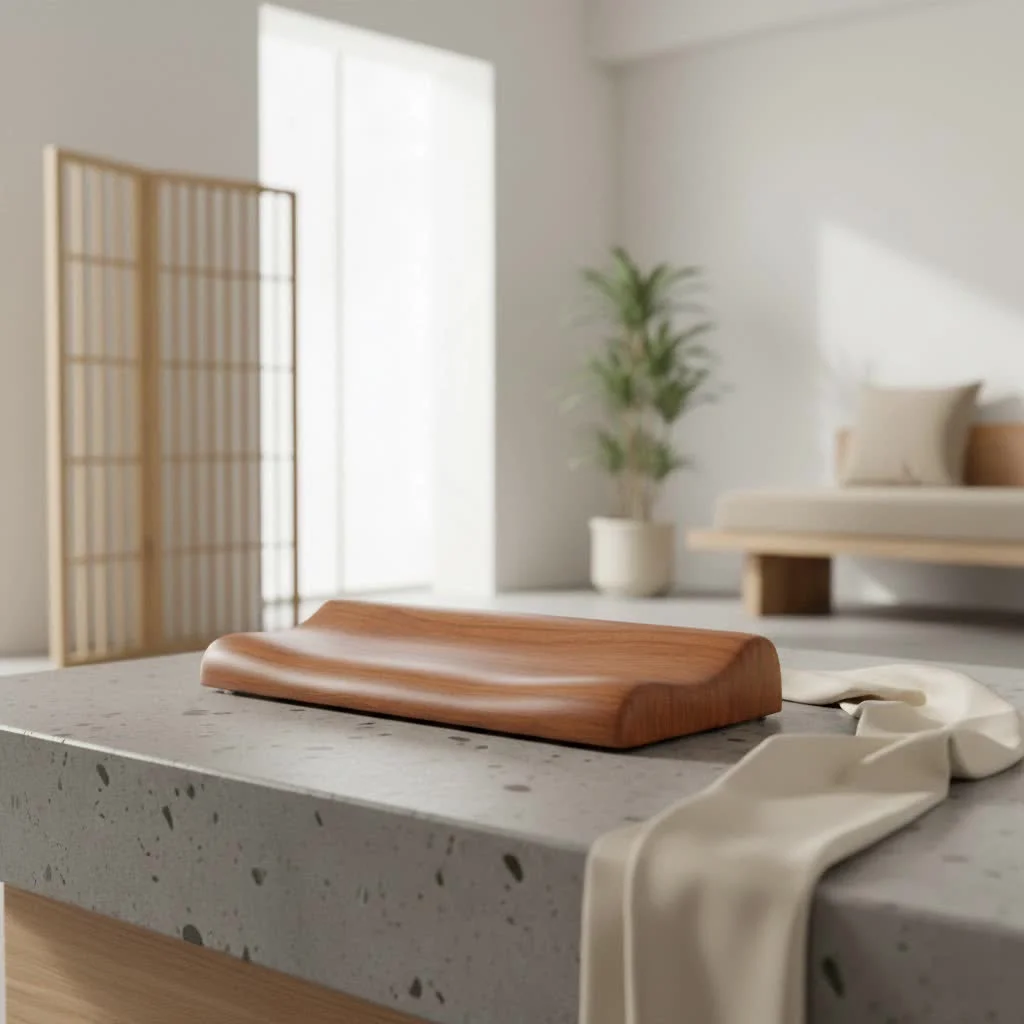 NuPhy keyboard with a matching wooden wrist rest